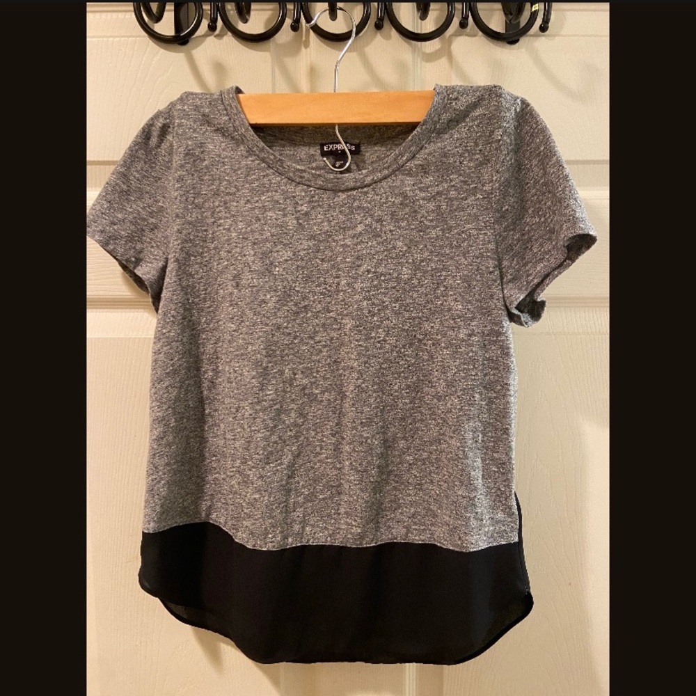 Heather grey and sheer black xs express shirt